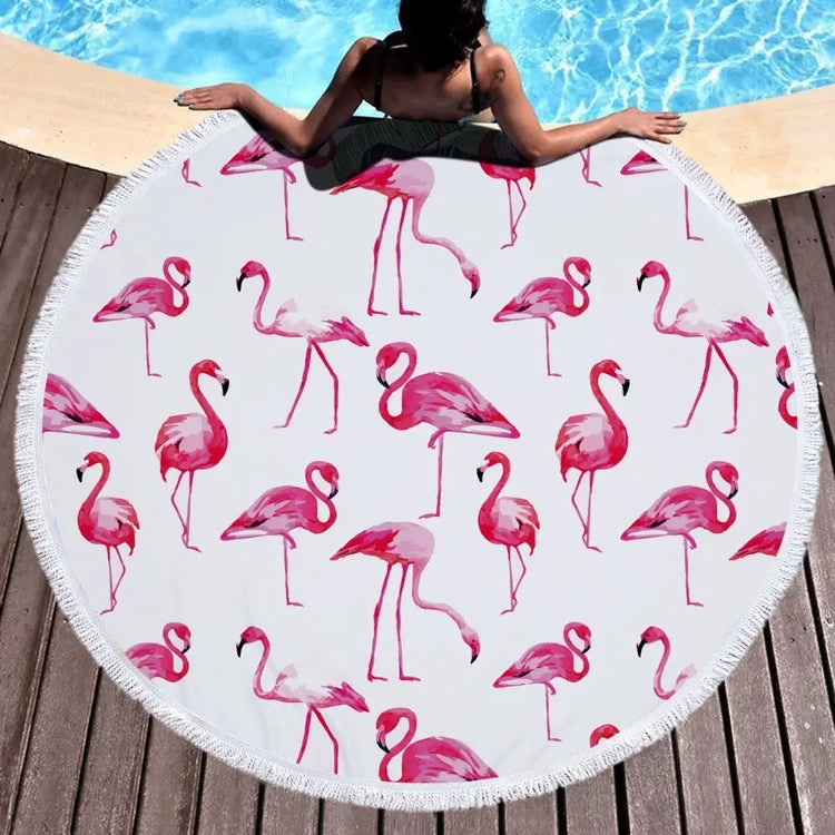 Beach towel flamingo round Liebe - Making Life Easier