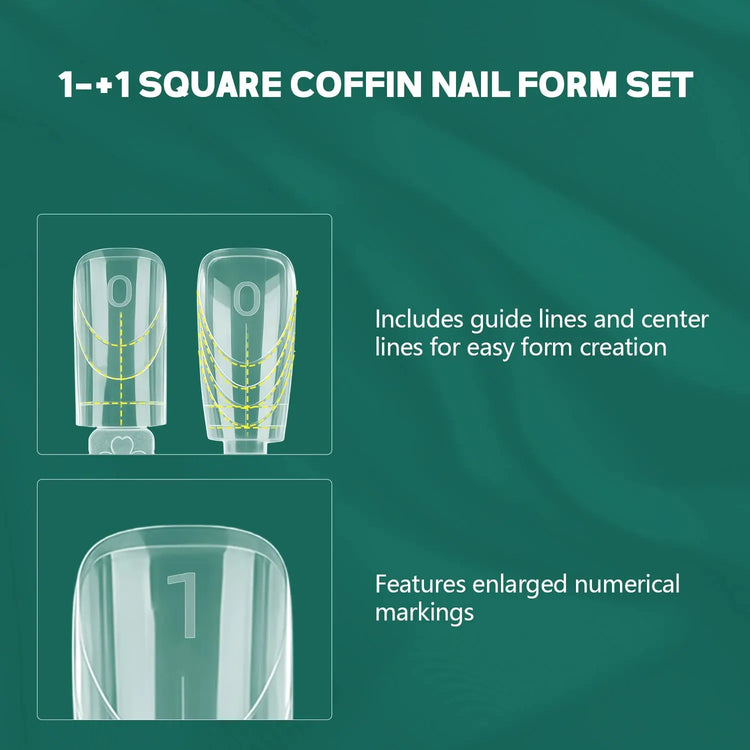 Nailpop 150 pcs Double Ended Nail Dual Forms Square Coffin Shape Extension 15 Sizes Professional Salon Quality Nail Art Tools HASHTAG