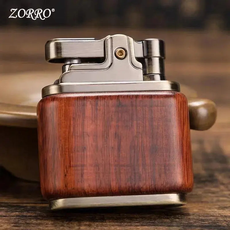 Zorro Pure Copper Kerosene Lighter. Handmade Wood Shell Press Ignition. Old Nostalgic Sandalwood Ebony Lighter Men Smoking Gift - HASHTAG