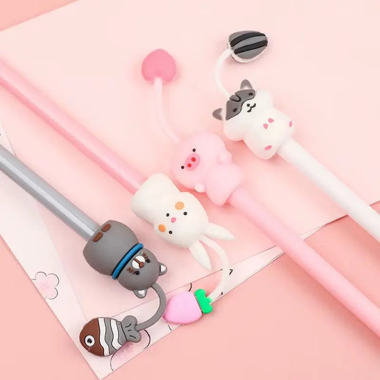 12 Pcs Cute Pet Pens Set - Creative Cartoon Writing Tools for Small Fresh Student Exam, School Supplies
