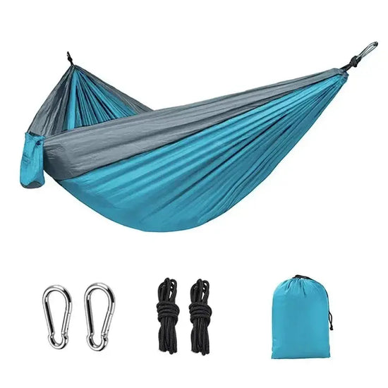 Outdoor Single Person Camping Hammock With Nylon Color Matching Hammock High Strength Parachute Fabric Portable Hanging Bed - HASHTAG