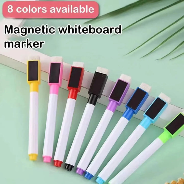 8PC Magnetic Colorful Whiteboard Pen Black White Board Markers Built In Eraser School Supply children&