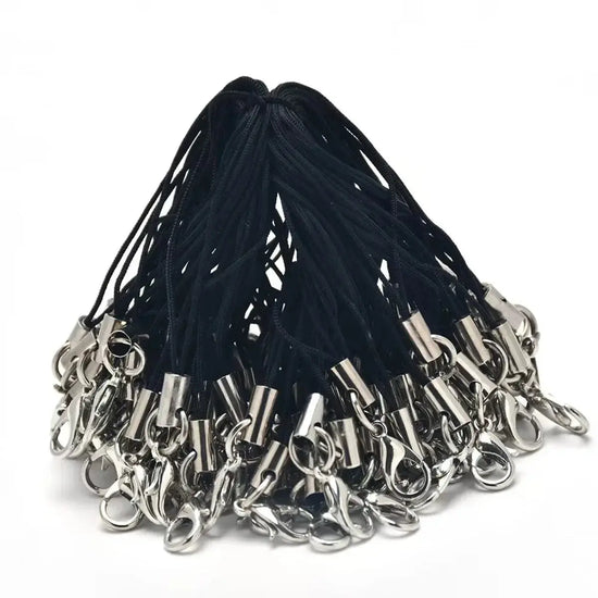 50PCS Black Strap Charm Cord Lanyard Lariat Strap Cords Lobster Clasp Rope Keychains Hooks Mobile Set Charms Jewelry Accessories - My Hashtag Shop