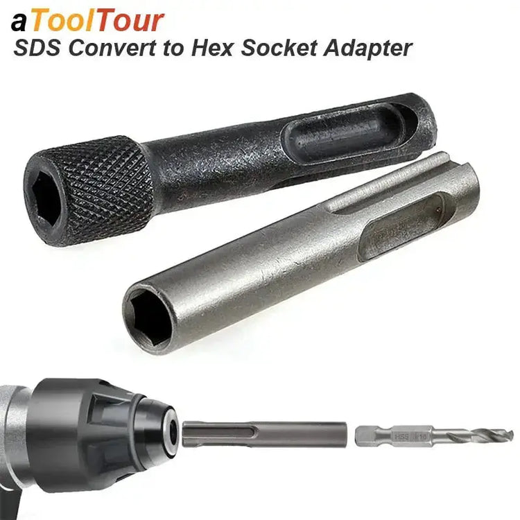 Clearance_Electric Hammer Adapter Power Drill Screwdriver Converter SDS Plus Convert to 1/4 Hex Shank Magnetic Socket Nut Impact HASHTAG
