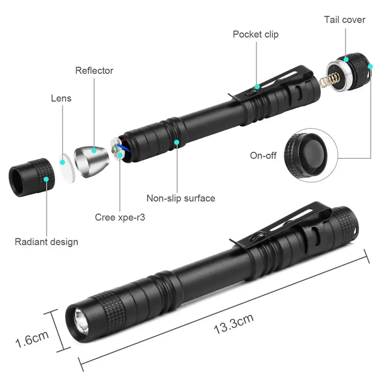 Mini torcia LED portatile, tascabile e impermeabile, per campeggio, escursionismo - My Hashtag Shop