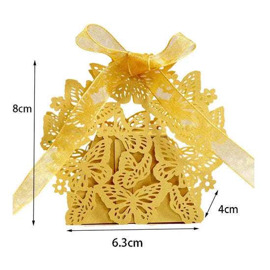 Butterfly Carriage Favor Gift Candy Box Laser Cut With Ribbon. - HASHTAG