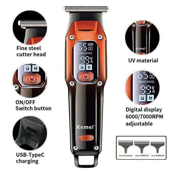 NNEOBA Professional Hair Clipper & Trimmer Rechargeable Barber Grade Orange-1
