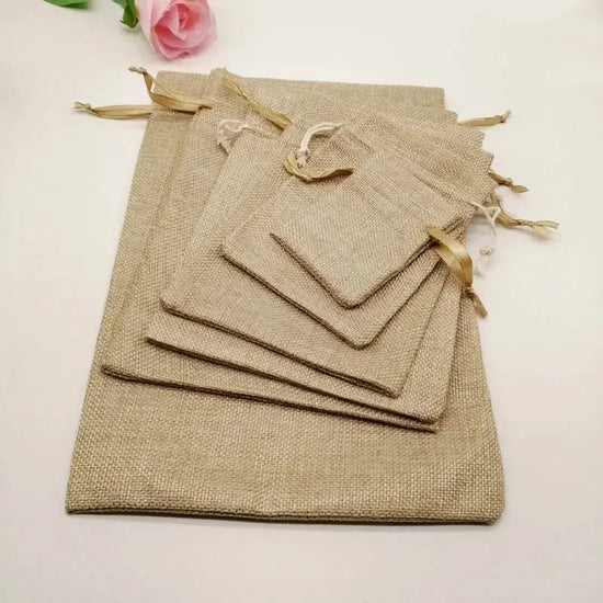 Natural Linen Burlap Bag Jute Gift Bag Drawstring Gift Bags. - HASHTAG