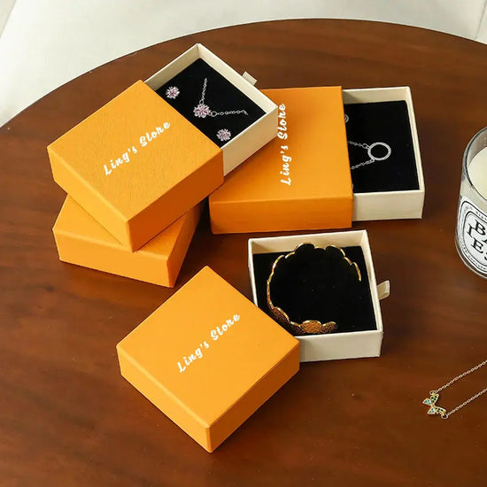 Custom Logo Lovely Orange Beige Jewelry Drawer Gift Box 24/50/100Pcs - HASHTAG
