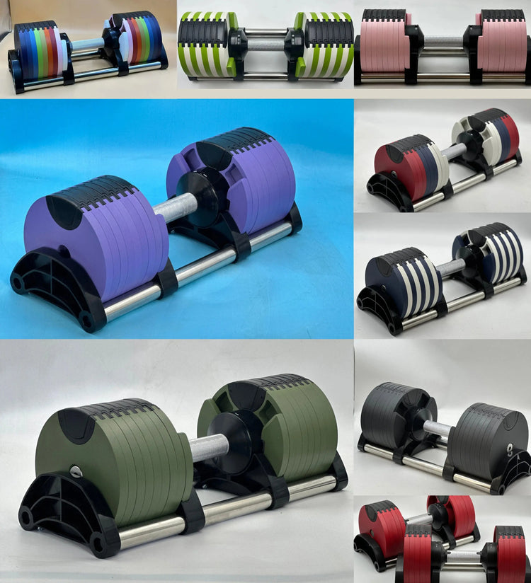 Set manubri rotondi regolabili, seconda generazione, aumento 2 kg, 24 kg, 36 kg, fitness, appena aggiornato - My Hashtag Shop