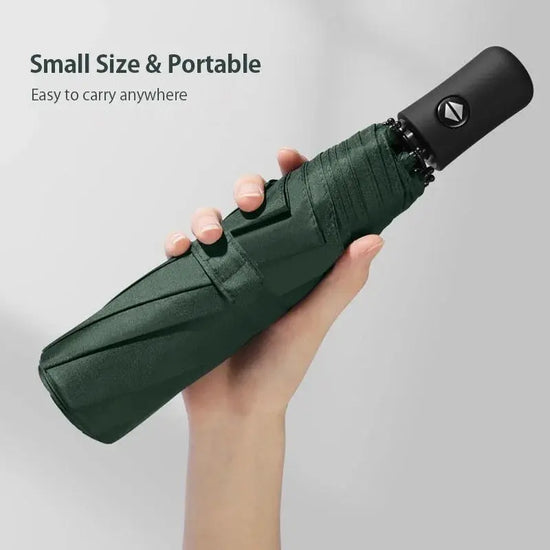 Ombrellone automatico per pioggia e sole Rivestimento nero Ombrellone Anti-UV 3 Pieghevole Resistente al vento Auto di lusso Grande antivento Donna Uomo 8 posti - My Hashtag Shop