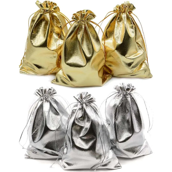 Gold & Colored Gift Drawstring Pouches For Events. - HASHTAG