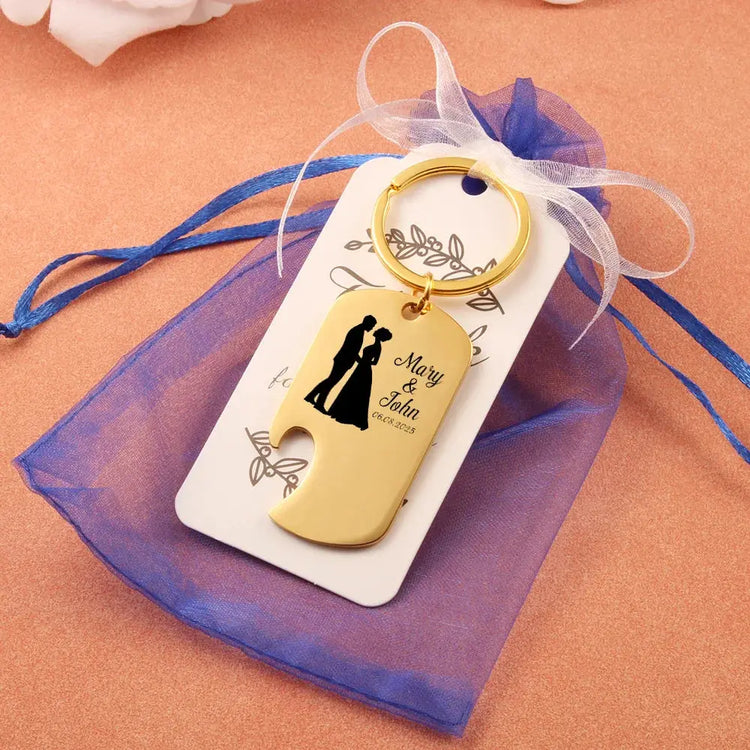 Bottle Opener Custom Laser Engraving Name Keychain Gold Stainless Steel. - HASHTAG