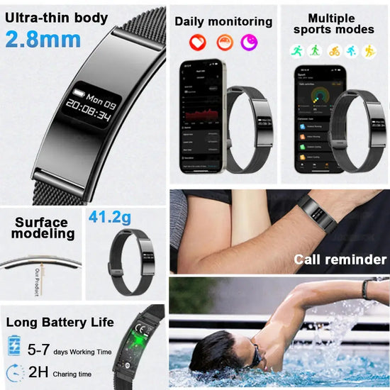 Uomo Donna Bracciale intelligente Frequenza cardiaca Monitor del sonno Salute Smart Band Sport impermeabile Fitness Tracker Smartwatch per Android iOS - My Hashtag Shop