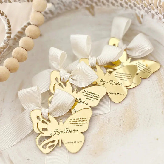 Acrylic Mirror Tags,Personalized Butterfly Party Gift - HASHTAG