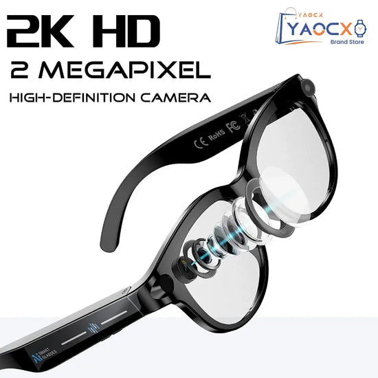 Occhiali Smart AI 2026 per Uomo e Donna, Fotocamera HD 200W, Video 1080P, Assistente Vocale AI, Traduzione, Riproduzione Musicale, Torcia LED HASHTAG