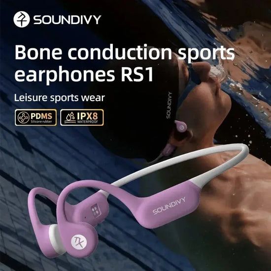 SOUNDIVY RS1 Auricolari a conduzione ossea Bluetooth Wireless Memoria da 32 GB IPX8 Auricolari sportivi per nuoto e corsa impermeabili - My Hashtag Shop