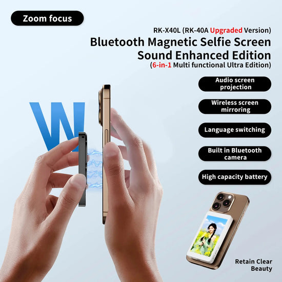 Schermo per selfie magnetico wireless per telefono per smartphone Vlog Registrazione video in streaming live Telecamera posteriore per telefono Monitor selfie - My Hashtag Shop