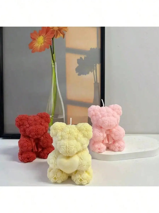 Heart-shaped rose bear mould for candle making - HASHTAG