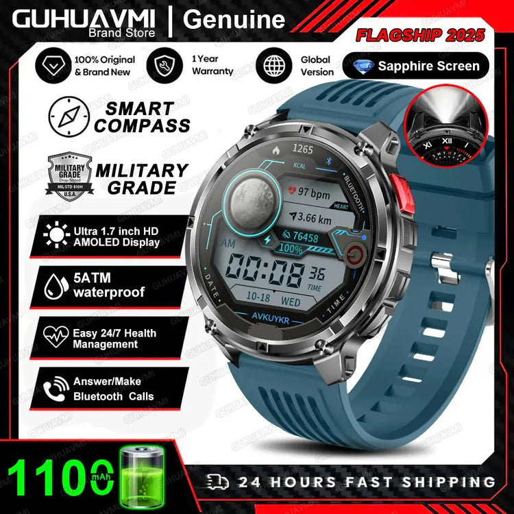 Nuovo T-REX3 Ultra 1100mAh Batteria SmartWatch 10ATM GPS impermeabile Bussola Torcia 1.7 "AMOLED HD Chiamata Sport Smart Watch da uomo - My Hashtag Shop