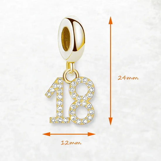 Oro Plated Dangle Charm Pendant Number 18 925 Sterling Argento Liebe - Making Life Easier