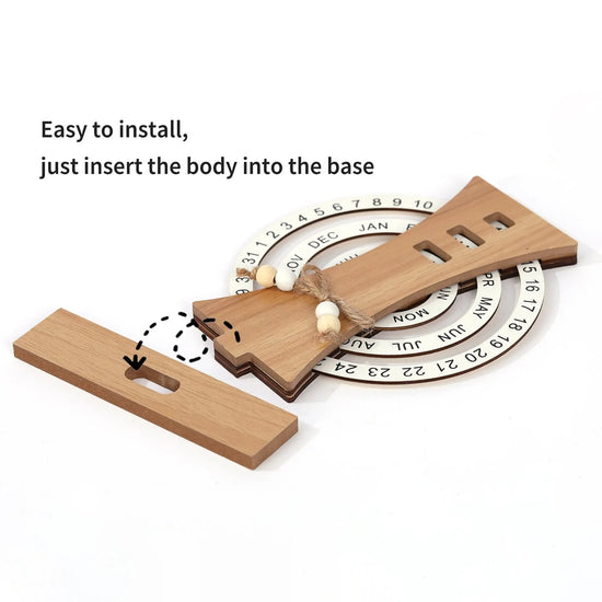 NNEDSZ Rustic Perpetual Wooden Calendar | Decorative Home & Desk Accessory (Ferris wheel shape)-1