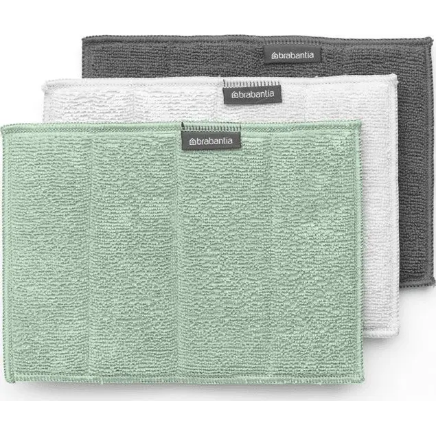 Brabantia SinkSide Microfibre Cleaning Pads mikroszálas tisztítópárna, 3 db-os szett, sötétszürke, világosszürke, jáde zöld, 160x220 mm - 215827 (215827)-0