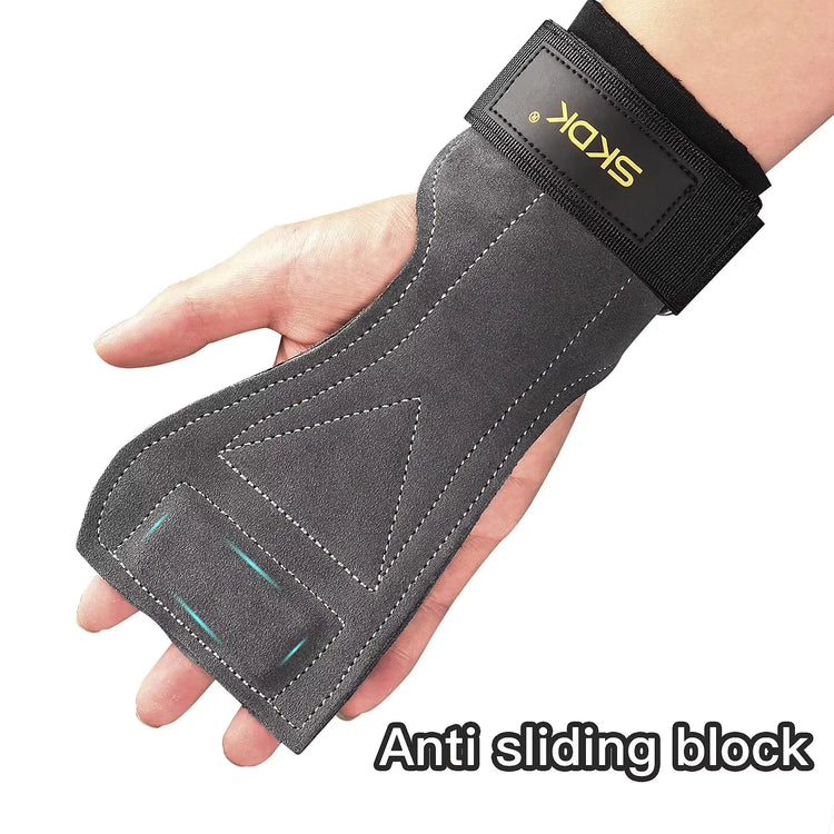 Cowhide Gym Gloves Grips Anti-Skid Leather Gymnastics Guard Palm Protectors Pull up Horizontal Bar Weight Lifting Guantes Gym