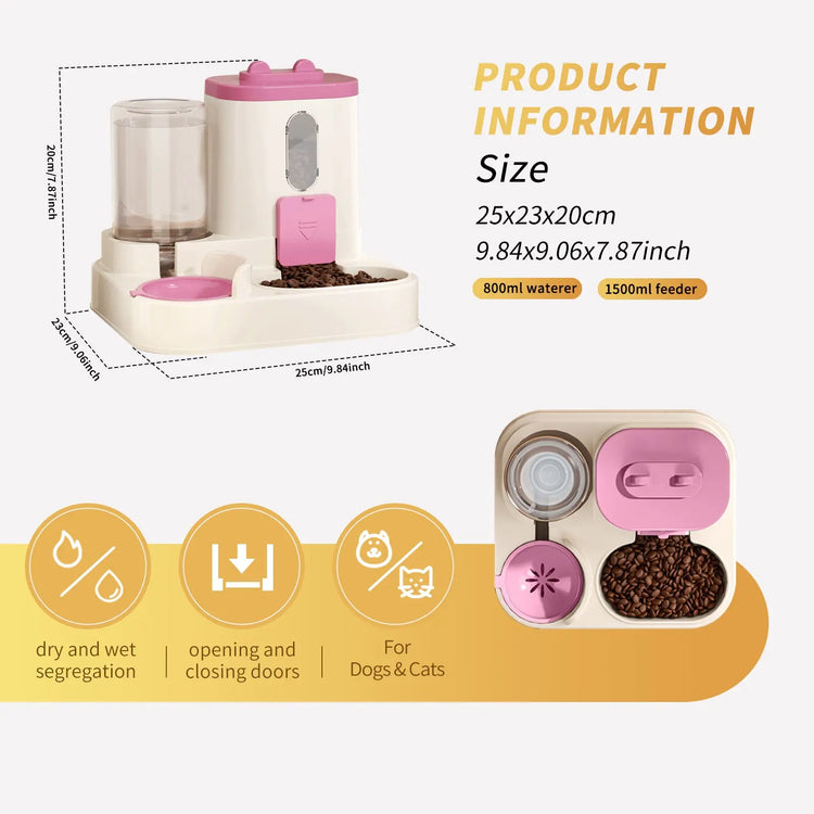 Fully Automatic 2in1 Cat Alimentare Dispenser - Integrated Water And Alimentare Feeding System - Cute Water Dispenser AliExpress