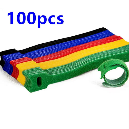 50Pcs /100Pcs Releasable Cable Ties Colored Plastics Reusable Cable Ties Nylon Loop Wrap Zip Bundle Ties T-Type Cable Tie Wire