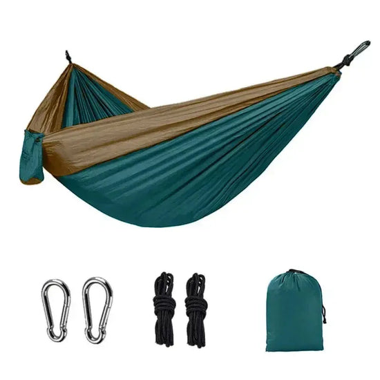 Outdoor Single Person Camping Hammock With Nylon Color Matching Hammock High Strength Parachute Fabric Portable Hanging Bed HASHTAG