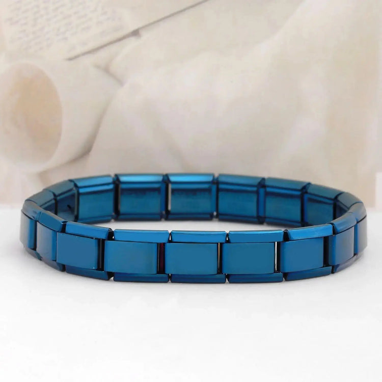 Trendy Square Italy Stainless Steel Bracelets For Women Men HipHop Metal Italian Modules Stretchable Gift Birthday Party Jewelry HASHTAG