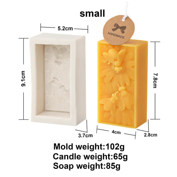Candle Mold Silicone 3 Bees Beeswax Block - HASHTAG