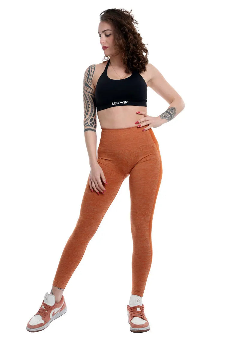 Leggings terracotta modello POLLY a vita alta senza cuciture LEKWIK®