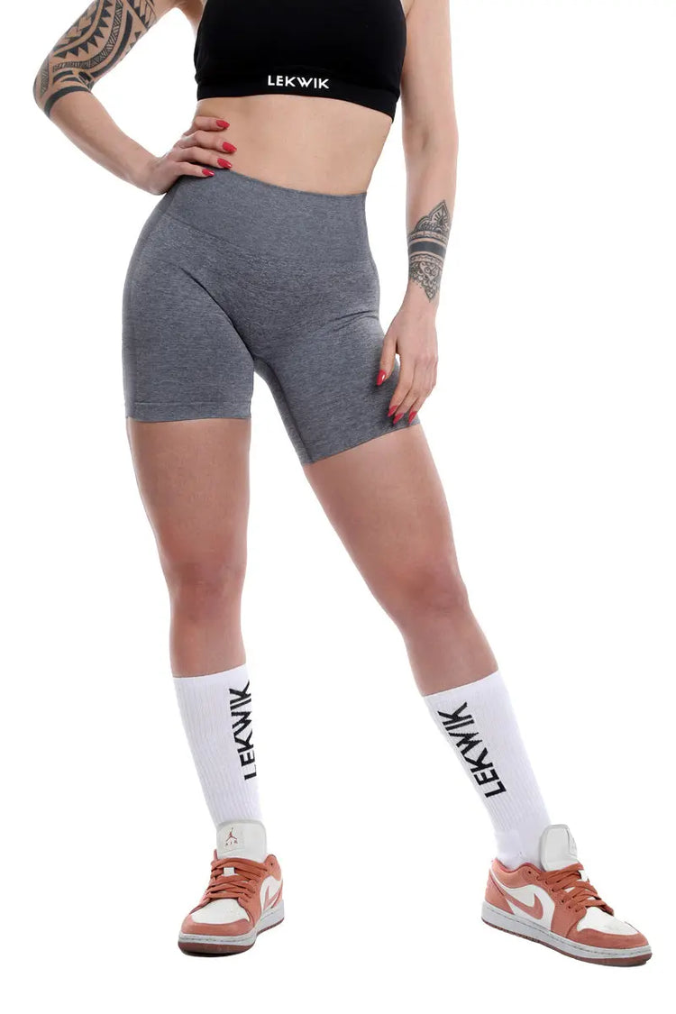 Shorts grigio modello POLLY a vita alta senza cuciture LEKWIK®