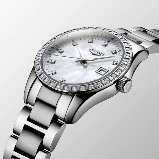 Longines orologio Conquest Classic 29,5mm madreperla diamanti quarzo acciaio L2.286.0.87.6 Capodagli 1937