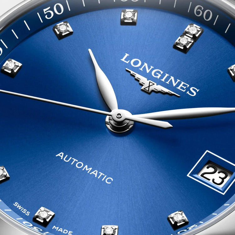 Longines orologio Master Collection 34mm blu diamanti automatico acciaio L2.357.4.98.6 Capodagli 1937
