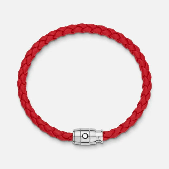 Montblanc bracciale pelle intrecciata rossa chiusura a 3 anelli misura M 130902 63 Capodagli 1937
