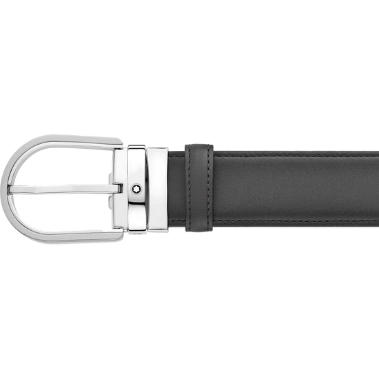 Montblanc cintura da 35 mm in pelle grigia con fibbia a ferro di cavallo 129437 Capodagli 1937