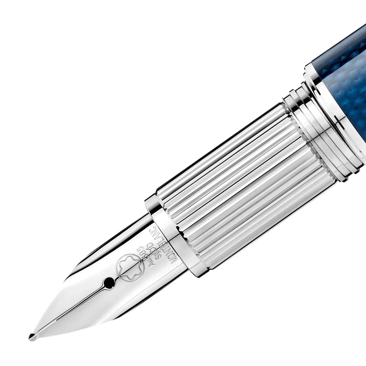 Montblanc stilografica StarWalker Blue Planet Metal Doué acciaio resina blu punta M 125284 Capodagli 1937