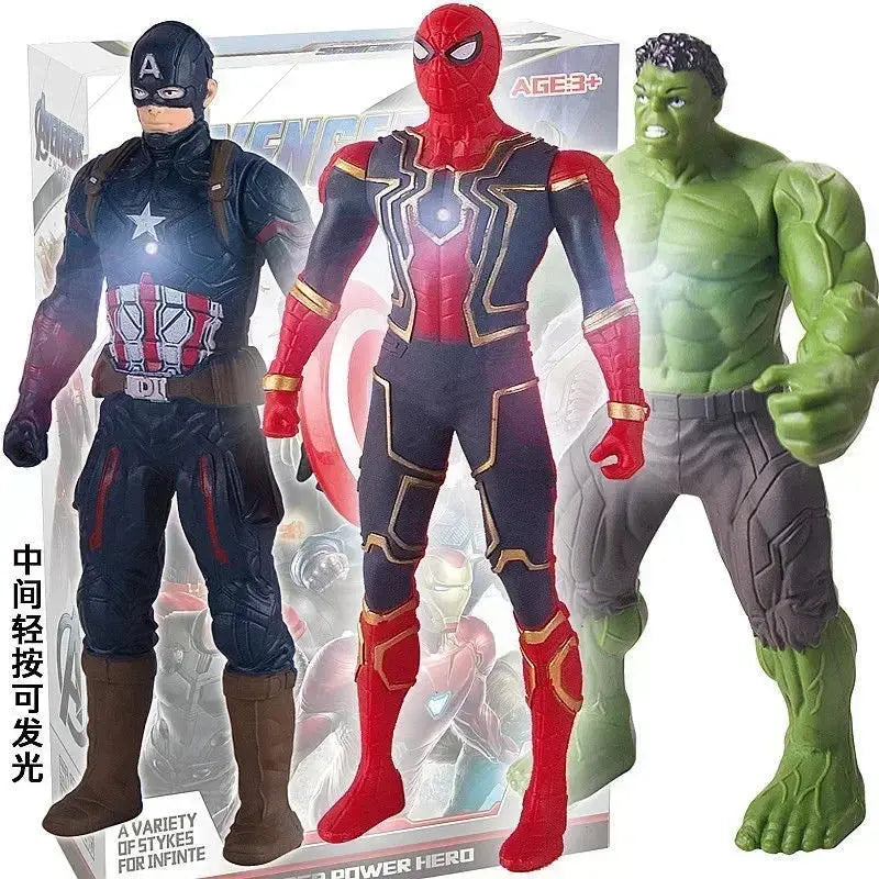 17 Cm Children Toys Marvel Anime Figures Spiderman Hulk Action Figure Iron Man Cartoon Kids Toy Christmas Gift Glow Doll Hobbies - HASHTAG
