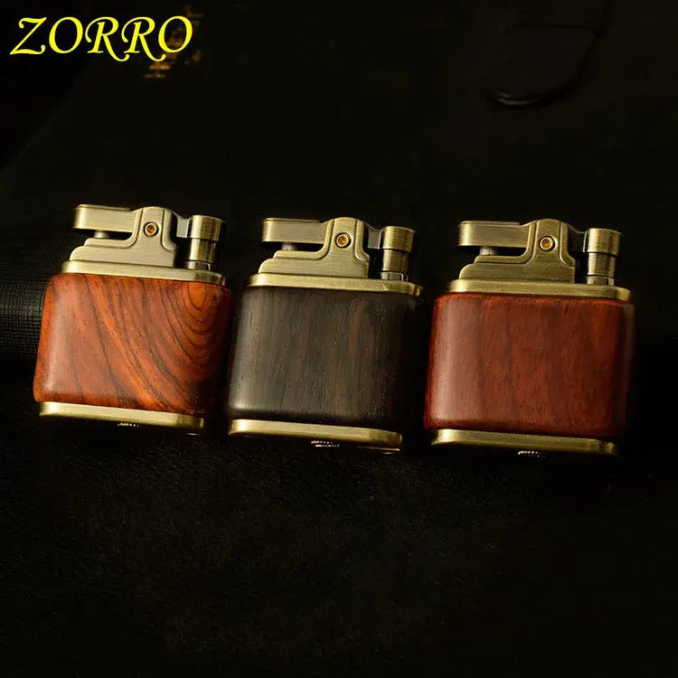 Zorro Pure Copper Kerosene Lighter. Handmade Wood Shell Press Ignition. Old Nostalgic Sandalwood Ebony Lighter Men Smoking Gift - HASHTAG