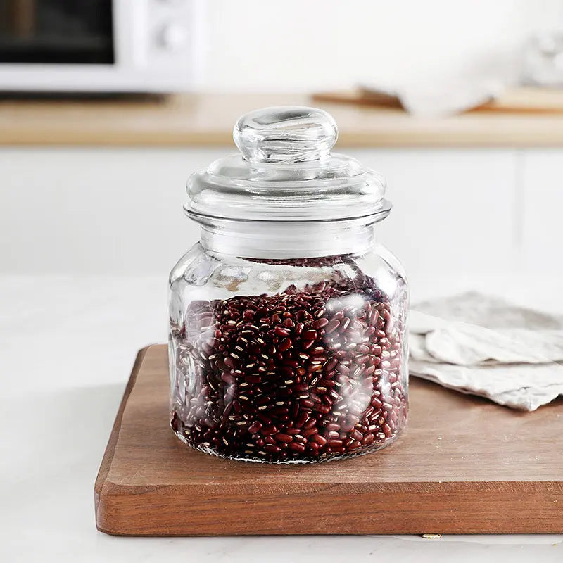 Stained Glass Sealed Jar Love Glass Bottle Household Transparent With Lid - HASHTAG