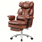 Supreme Comfort Reclining Desk Chair - Ergonomic High Back with Footrest, Adjustable Height for Big & Tall, Luxury PU Leather Executive Computer Task Chair, Lumbar Support & Padded Armrests HASHTAG