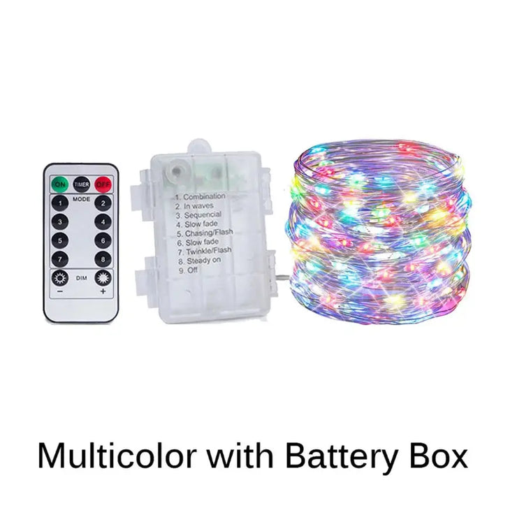 Silver Wire LED Fairy String Lights USB/Battery Box Remote Birthday Garland Christmas Lamps For Wedding Party Decor 5M 10M 20M - HASHTAG