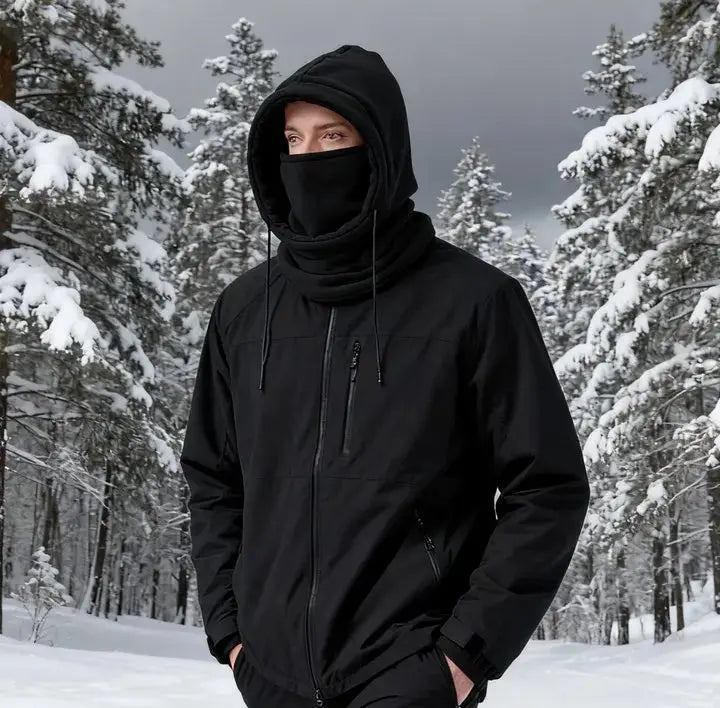 Unisex Winter Balaclava Knit Hood - Windproof Mask with Drawstring, Motorcycle Riding Headgea Warm Knitted Cap Cold Weather - HASHTAG