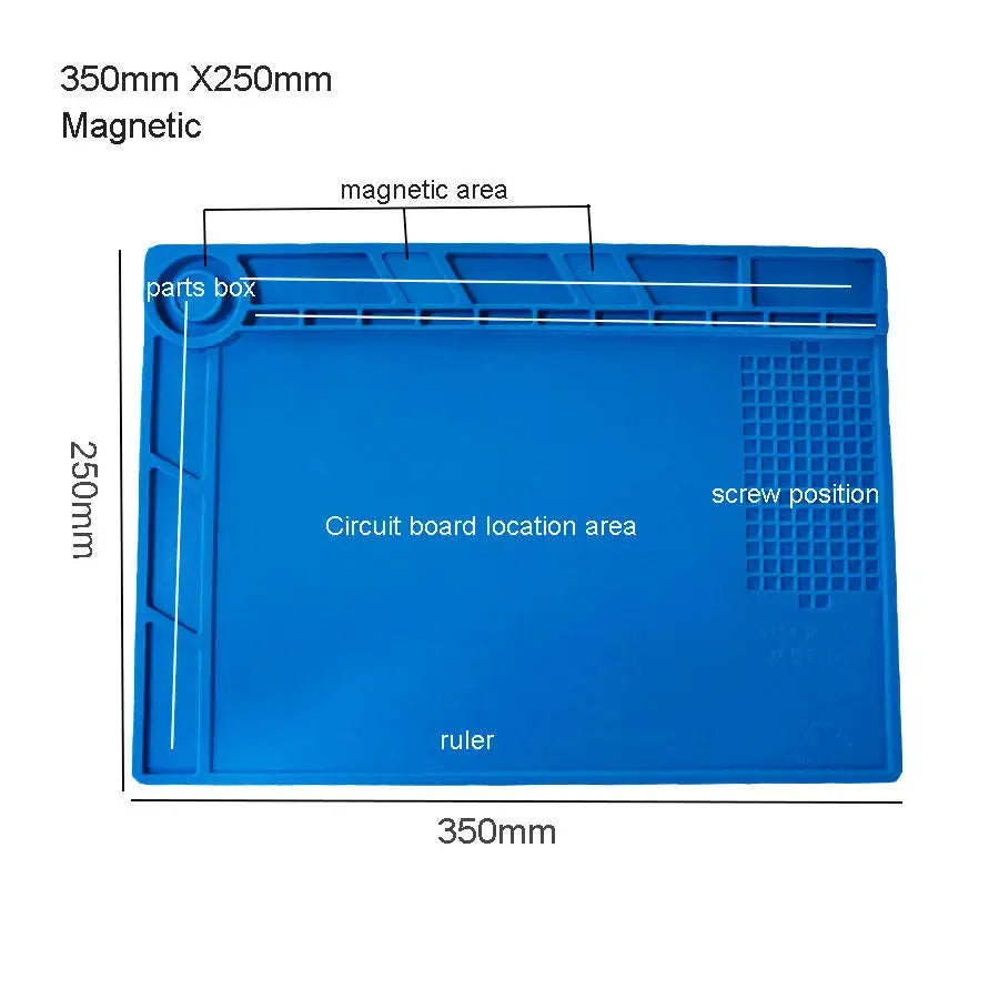Silicone Soldering Mat Pad Desk Platform  for Welding Station Iron Phone PC  Repair Magnetic Heat Insulation No Lead S-160 - HASHTAG