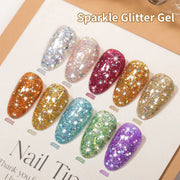 1/ 10pcs 15ML Glitter Silver Color Nail Gel Polish Semi-permanent Varnish Soak Off Nail Art  UV LED Gel Manicure For Summer HASHTAG