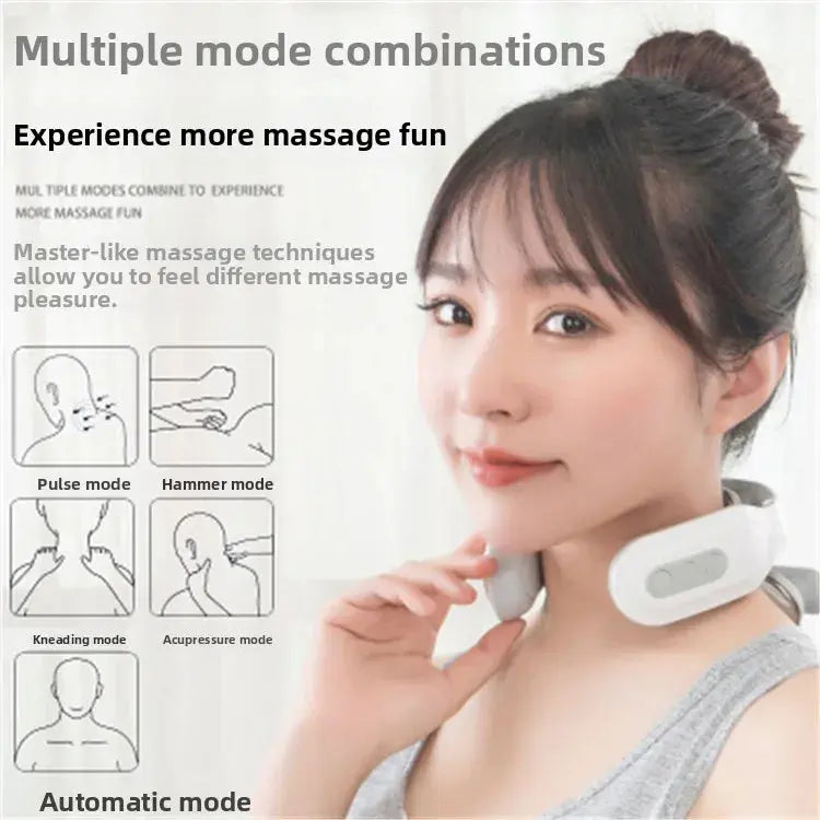 Intelligent Cervical Massager Pulse Multi-manipulation Neck Massager Charging Cervical Spine Four Heads - HASHTAG
