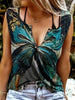 Butterfly Print V-Neck Tank Top - Flattering Sleeveless Design for Stylish Summer Wear - Womens Casual Clothing Essential HASHTAG